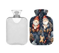 JUMBEAR Bolsas de agua caliente de gnomo de Navidad con cubierta suave, bolsa de agua caliente para aliviar el dolor, 1 litro, para manos y pies, bolsas de agua caliente para dormir cómodamente
