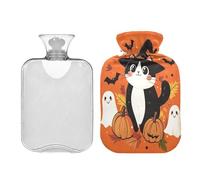 JUMBEAR Bolsas de agua caliente de Halloween con cubierta suave, bolsa de agua caliente para aliviar el dolor, 2 L, para manos y pies, bolsas de agua caliente para dormir cómodamente
