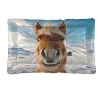 JUMBEAR Bonita cama para mascotas con cara de caballo, colchón antideslizante para perros y gatos, cama suave y cómoda para gatos y perros que duermen de 36 x 24 pulgadas