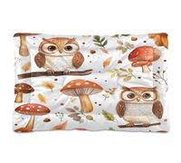 JUMBEAR Bonita cama para mascotas, diseño de búhos y hongos de dibujos animados, colchón de jaula para perros y gatos, cama suave y cómoda para gatos y perros que duermen de 36 x 24 pulgadas