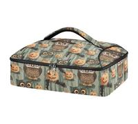 JUMBEAR Bonita cazuela aislada con diseño de calabaza y búho, bolsa de transporte para cacerola, portadores de cacerola para alimentos fríos o calientes, aptos para cenas, fiestas, campamentos