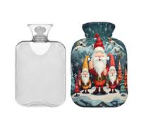 JUMBEAR Bonitas botellas de agua caliente de gnomo de Navidad con cubierta de terciopelo, bolsa de agua caliente de 2 L para aliviar el dolor cálido y terapia de calor frío, regalos cálidos en
