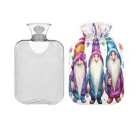 JUMBEAR Bonitas botellas de agua caliente de gnomo de Navidad con cubierta de terciopelo, bolsa de agua caliente de 2 L para aliviar el dolor cálido y terapia de calor frío, regalos cálidos en