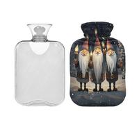 JUMBEAR Bonitas botellas de agua caliente de gnomo de Navidad con cubierta de terciopelo, bolsa de agua caliente de 2 L para aliviar el dolor cálido y terapia de calor frío, regalos cálidos en