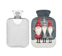 JUMBEAR Bonitas botellas de agua caliente de gnomo de Navidad con cubierta de terciopelo, bolsa de agua caliente de 1 litro para aliviar el dolor cálido y terapia de calor frío, regalos cálidos en