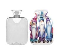 JUMBEAR Bonitas botellas de agua caliente de gnomo de Navidad con cubierta de terciopelo, bolsa de agua caliente de 1 litro para aliviar el dolor cálido y terapia de calor frío, regalos cálidos en