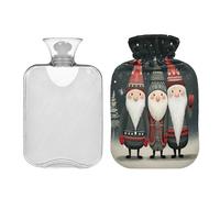JUMBEAR Bonitas botellas de agua caliente de gnomo de Navidad con cubierta de terciopelo, bolsa de agua caliente de 2 L para aliviar el dolor cálido y terapia de calor frío, regalos cálidos en