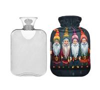 JUMBEAR Bonitas botellas de agua caliente de gnomo de Navidad con cubierta de terciopelo, bolsa de agua caliente de 2 L para aliviar el dolor cálido y terapia de calor frío, regalos cálidos en
