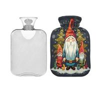 JUMBEAR Bonitas botellas de agua caliente de gnomo de Navidad con cubierta de terciopelo, bolsa de agua caliente de 2 L para aliviar el dolor cálido y terapia de calor frío, regalos cálidos en