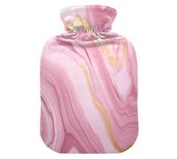 JUMBEAR Bonitas botellas de agua caliente de mármol rosa con cubierta suave, bolsa de agua caliente para aliviar el dolor de 2 L para manos y pies, bolsas de agua caliente para dormir cómodamente