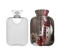 JUMBEAR Bonitas botellas de agua caliente de muñeco de nieve de Navidad con cubierta de terciopelo, bolsa de agua caliente de 1 litro para aliviar el dolor cálido y terapia de calor frío, regalos