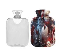 JUMBEAR Bonitas botellas de agua caliente de muñeco de nieve de Navidad con cubierta de terciopelo, bolsa de agua caliente de 1 litro para aliviar el dolor cálido y terapia de calor frío, regalos