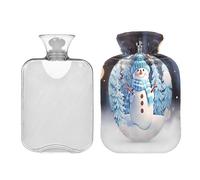 JUMBEAR Bonitas botellas de agua caliente de muñeco de nieve de Navidad con funda de terciopelo, bolsa de agua caliente de 2 L para aliviar el dolor cálido y terapia de calor frío, regalos cálidos en
