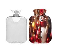 JUMBEAR Bonitas botellas de agua caliente de muñeco de nieve de Navidad con funda de terciopelo, bolsa de agua caliente de 2 L para aliviar el dolor cálido y terapia de calor frío, regalos cálidos en