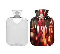 JUMBEAR Bonitas botellas de agua caliente de muñeco de nieve de Navidad con funda de terciopelo, bolsa de agua caliente de 2 L para aliviar el dolor cálido y terapia de calor frío, regalos cálidos en
