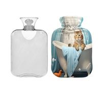JUMBEAR Bonitas botellas de agua caliente para bañera con cubierta de terciopelo, bolsa de agua caliente de 2 L para aliviar el dolor cálido y terapia de calor frío, regalos cálidos en invierno, apto