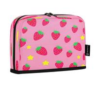JUMBEAR Bonito estuche de fresa para lápices, gran capacidad, organizador de escritorio, bolsa de cosméticos con cremallera para escuela, oficina, viajes