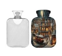 JUMBEAR Botellas de agua caliente con funda de terciopelo, bolsa de agua caliente de 2 litros para aliviar el dolor cálido y terapia de calor frío, regalo cálido en invierno, apto para niños y adultos