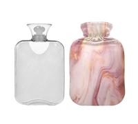 JUMBEAR Botellas de agua caliente con textura de mármol oro rosa con cubierta de terciopelo, bolsa de agua caliente de 2 L para alivio del dolor cálido y terapia de calor frío, regalos cálidos en