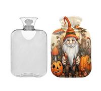 JUMBEAR Botellas de agua caliente de elfo enano de Acción de Gracias con funda de terciopelo, bolsa de agua caliente de 2 L para alivio del dolor cálido y terapia de calor frío, regalos cálidos en