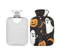JUMBEAR Botellas de agua caliente de Halloween con funda suave, bolsa de agua caliente para alivio del dolor, 1 litro, para manos y pies, bolsas de agua caliente para dormir cómodamente