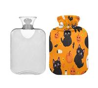 JUMBEAR Botellas de agua caliente de Halloween con funda suave, bolsa de agua caliente para alivio del dolor, 1 litro, para manos y pies, bolsas de agua caliente para dormir cómodamente