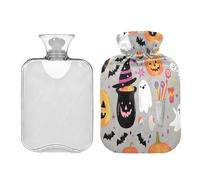JUMBEAR Botellas de agua caliente de Halloween con funda suave, bolsa de agua caliente para alivio del dolor, 1 litro, para manos y pies, bolsas de agua caliente para dormir cómodamente