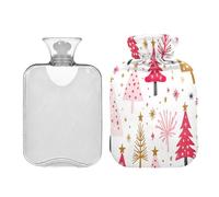 JUMBEAR Botellas de agua caliente para árbol de Navidad con cubierta suave, bolsa de agua caliente para aliviar el dolor, 1 litro, para manos y pies, bolsas de agua caliente para dormir cómodamente