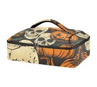 JUMBEAR Cacerola aislada con diseño de calavera de calabaza, bolsa de transporte para cacerola, portadores de cacerola para alimentos fríos o calientes, aptos para cenas, fiestas, camping