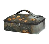 JUMBEAR Cacerola aislada de Halloween con diseño de casa encantada y calabaza, bolsa de transporte para cazuela, para comida caliente o fría, apta para cenas, fiestas, campamentos