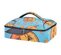 JUMBEAR Cacerola aislada divertida de Halloween con diseño de calabaza, bolsa de transporte para cazuela, para comida caliente o fría, apta para cenas, fiestas, campamentos