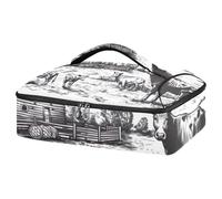 JUMBEAR Cacerola aislada vintage rural de granja, bolsa de transporte para cazuela, portadores de cacerolas para alimentos fríos o calientes, aptos para cenas, fiestas, campamentos