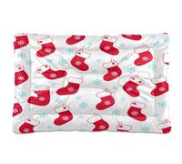 JUMBEAR Calcetines rojos de Navidad para mascotas, colchón antideslizante para jaula de perro, tapete para gatos y perros, camas suaves y cómodas para gatos y perros que duermen 24 x 18 pulgadas