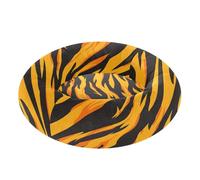 JUMBEAR Cama de dona calmante con textura de piel de tigre, cama redonda de felpa para cachorros, gatitos, camas cálidas y suaves para mascotas con parte inferior antideslizante y lavable, M