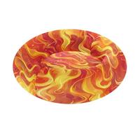 JUMBEAR Cama de dona calmante de fuego naranja para perros y gatos, cama redonda de felpa para cachorros, camas cálidas y suaves para mascotas con parte inferior antideslizante y lavable, M