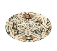 JUMBEAR Cama de dona calmante para perros y gatos con patrones de punto nativos americanos, cama redonda de felpa para cachorros, camas cálidas y suaves para mascotas con parte inferior antideslizante