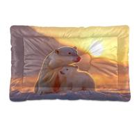 JUMBEAR Cama para mascotas con diseño de animales polares bajo el atardecer, colchón antideslizante para perros y gatos, cama suave y cómoda para gatos y perros que duermen de 36 x 24 pulgadas