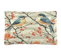 JUMBEAR Cama para mascotas con diseño de árbol de bayas y pájaros, parte inferior antideslizante, colchón para gatos y perros, cama suave y cómoda para gatos y perros, 24 x 18 pulgadas