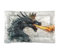 JUMBEAR Cama para mascotas con diseño de dragón negro con fuego, parte inferior antideslizante, colchón para gatos y perros, cama suave y cómoda para gatos y perros, 36 x 24 pulgadas