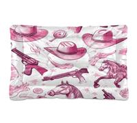 JUMBEAR Cama para mascotas con sombrero de vaquero y pistola de América del Norte, colchón antideslizante para perros, gatos y perros, camas suaves y cómodas para gatos y perros que duermen 24 x 18