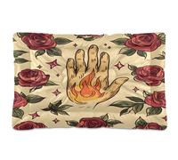 JUMBEAR Cama para mascotas con tatuaje de mano con fuego, colchón antideslizante para perros, gatos y perros, camas suaves y cómodas para gatos y perros que duermen 24 x 18 pulgadas