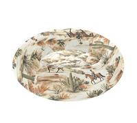 JUMBEAR Cama vintage Western Cowboy calmante para perros y gatos, cama redonda de felpa para cachorros, gatitos, camas cálidas y suaves para mascotas con parte inferior antideslizante y lavable, M