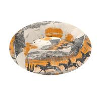 JUMBEAR Cama vintage Western Cowboy calmante para perros y gatos, cama redonda de felpa para cachorros, gatitos, camas cálidas y suaves para mascotas con parte inferior antideslizante y lavable, M