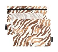 JUMBEAR Carpeta con textura de tigre para carpeta de 3 anillas, paquete de 2, con cremallera, para oficina, universidad, suministros escolares, cosméticos