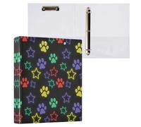 JUMBEAR Carpeta de 3 anillos para papel de tamaño carta (11 x 8.5 pulgadas), bonitas huellas de animales, organizador de anillas redondas con portapapeles, carpeta portapapeles para suministros