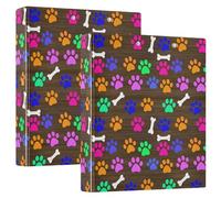 JUMBEAR Carpeta de 3 anillos para papel de tamaño carta (11 x 8.5 pulgadas), coloridas huellas de perro y huesos, organizador de anillas redondas con portapapeles, carpeta portapapeles para