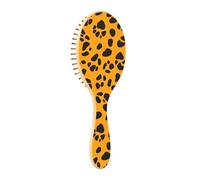 JUMBEAR Cepillo de pelo con estampado de leopardo naranja, cepillo de madera de bambú para todos los peinados, reduce los enredos y la rotura del cabello, promueve el crecimiento del cabello