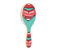 JUMBEAR Cepillo de pelo con forma de corazón con bandera estadounidense y labios rojos, cepillo de madera para masajear el cuero cabelludo, paleta de bambú para todos los peinados, reduce los enredos