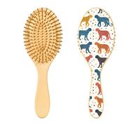 JUMBEAR Cepillo de pelo de leopardo de colores de dibujos animados, cepillo de madera de bambú para todos los peinados, reduce los enredos y la rotura del cabello, promueve el crecimiento del cabello