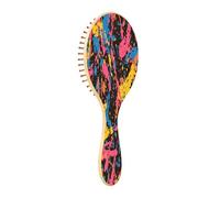 JUMBEAR Cepillo de pelo de pintura colorida, cepillo de madera de bambú para masajear el cuero cabelludo, para todos los peinados, reduce los enredos y la rotura del cabello, promueve el crecimiento